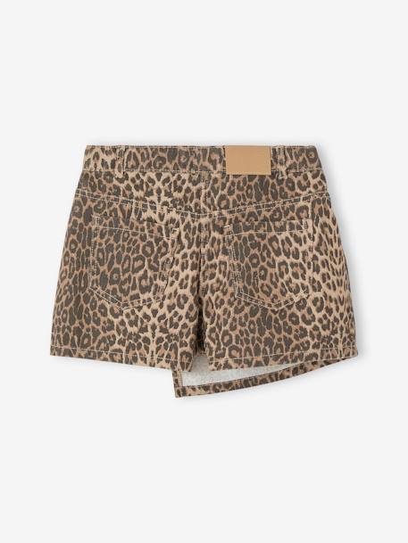 Jupe short asymétrique motif léopard fille beige 3 - vertbaudet enfant 