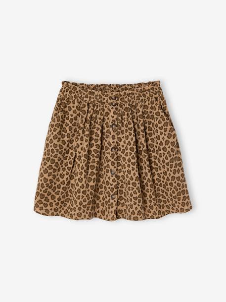 Jupe fille en gaze de coton beige+bleu grisé+rose+vert sauge+vieux rose+violet 1 - vertbaudet enfant 