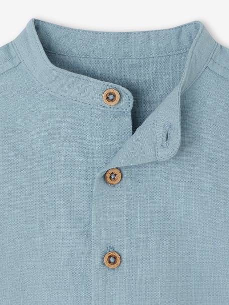 Chemise manches retroussables bébé bleu grisé+ocre 4 - vertbaudet enfant 
