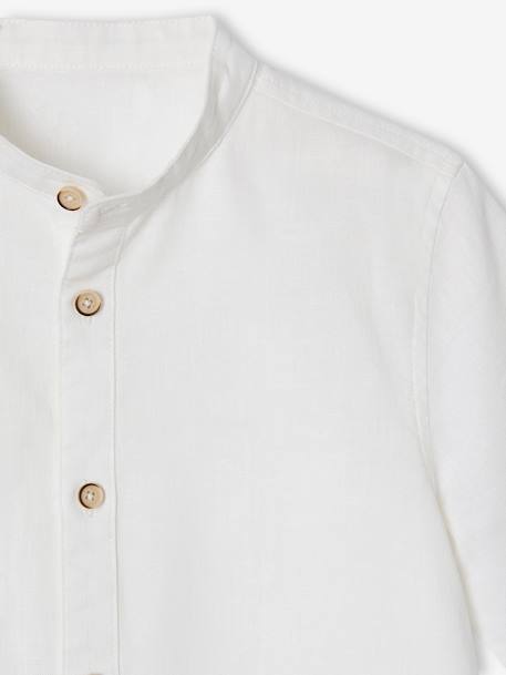 Chemise en lin col Mao garçon blanc+vert sauge 5 - vertbaudet enfant 