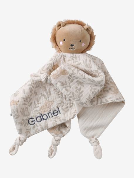 Doudou personnalisable en gaze de coton + hochet et valisette BABYLON vert 5 - vertbaudet enfant 