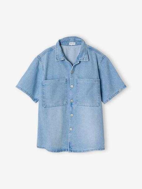 Chemise denim léger manches courtes garçon denim bleached 2 - vertbaudet enfant 