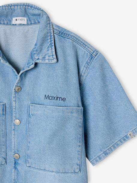 Chemise denim léger manches courtes garçon denim bleached 5 - vertbaudet enfant 