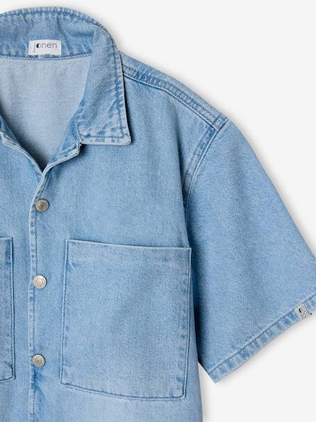 Chemise denim léger manches courtes garçon denim bleached 4 - vertbaudet enfant 