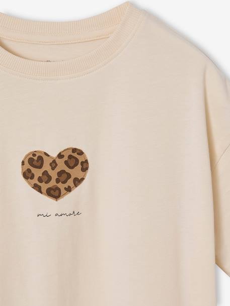 T-shirt fille imprimé manches courtes anthracite+jaune pâle+Léopard+sable+vanille 21 - vertbaudet enfant 