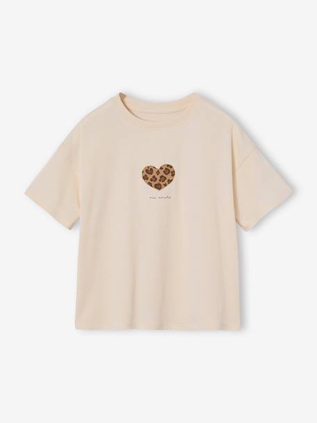 T-shirt fille imprimé manches courtes anthracite+jaune pâle+Léopard+sable+vanille 19 - vertbaudet enfant 