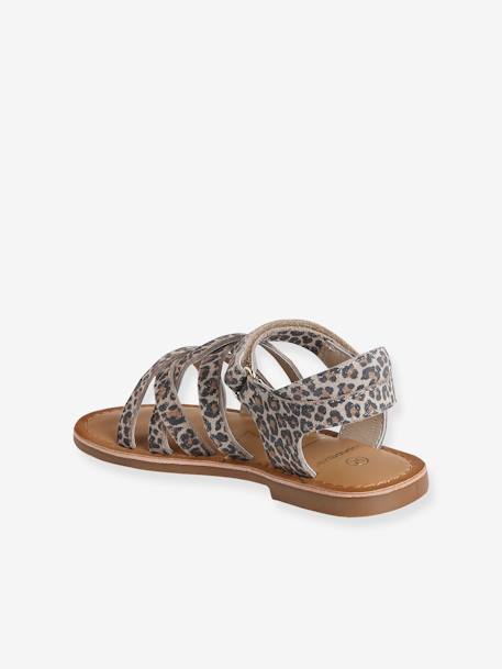 Sandales scratchées cuir enfant collection maternelle beige imprimé 3 - vertbaudet enfant 