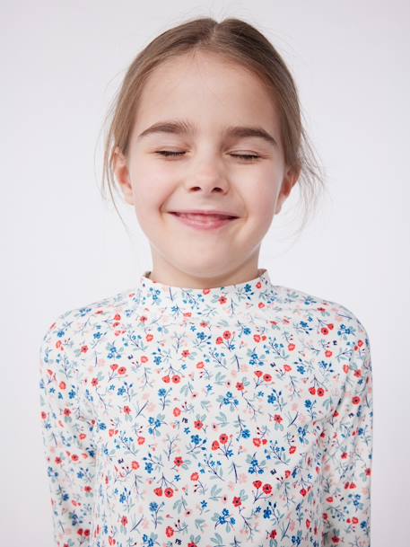 Tee-shirt de bain fleuri anti UV enfant manches longues blanc 6 - vertbaudet enfant 