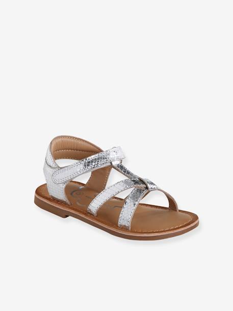 Sandales scratchées cuir enfant collection maternelle argent 1 - vertbaudet enfant 