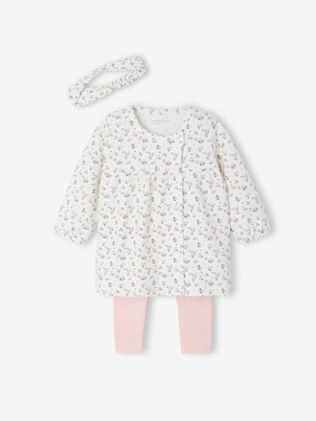 Ensemble bébé naissance 3 pièces robe legging et bandeau nude imprimé 2 - vertbaudet enfant 
