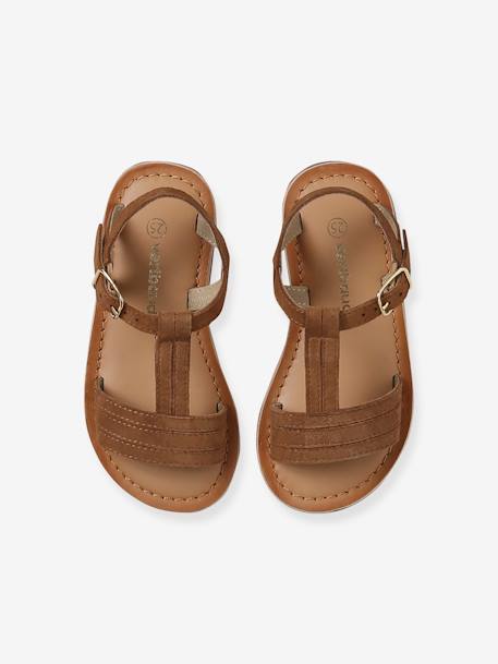 Sandales cuir fille collection maternelle JAUNE CLAIR METALLISE+marron+marron imprimé+turquoise 9 - vertbaudet enfant 