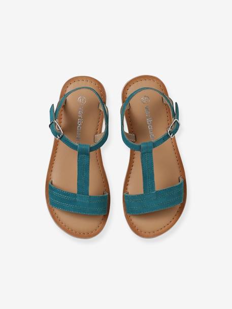 Sandales cuir fille Light gold+marron+marron imprimé+turquoise 23 - vertbaudet enfant 