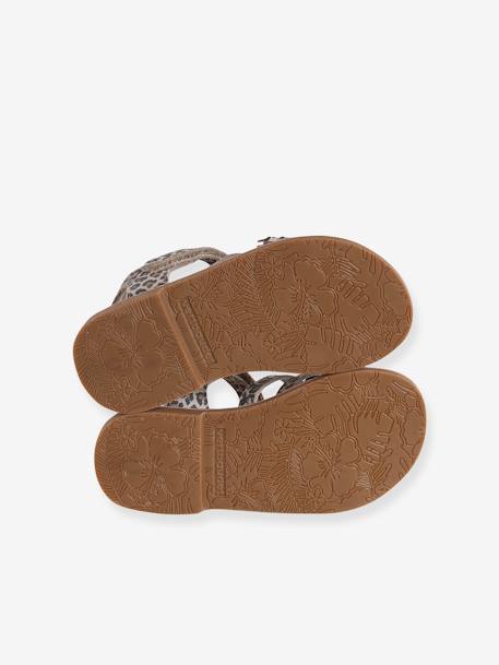 Sandales scratchées cuir enfant collection maternelle beige imprimé 5 - vertbaudet enfant 