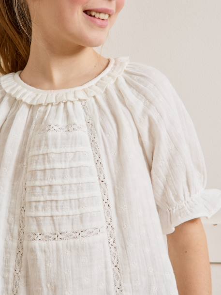 Blouse fille broderie anglaise en gaze de coton écru 4 - vertbaudet enfant 