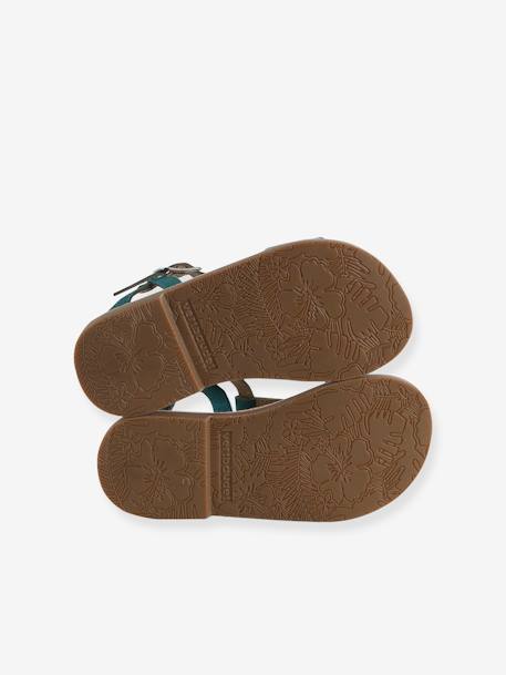 Sandales cuir fille collection maternelle JAUNE CLAIR METALLISE+marron+marron imprimé+turquoise 20 - vertbaudet enfant 