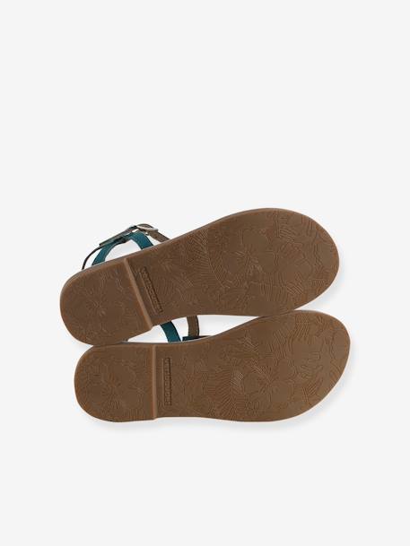 Sandales cuir fille Light gold+marron+marron imprimé+turquoise 24 - vertbaudet enfant 