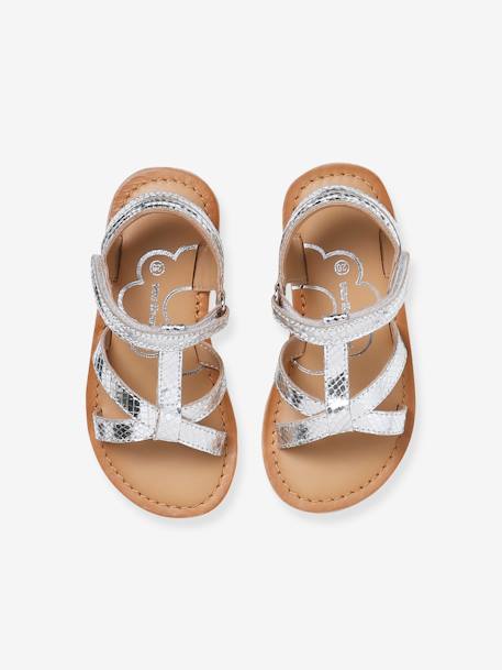 Sandales scratchées cuir enfant collection maternelle argent 4 - vertbaudet enfant 
