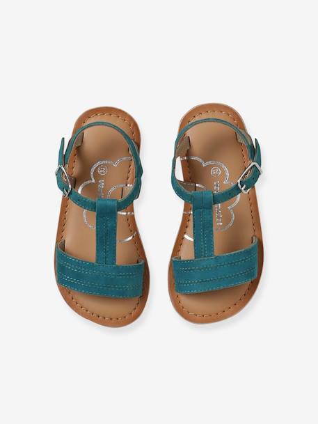Sandales cuir fille collection maternelle JAUNE CLAIR METALLISE+marron+marron imprimé+turquoise 19 - vertbaudet enfant 