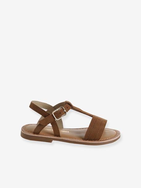 Sandales cuir fille collection maternelle JAUNE CLAIR METALLISE+marron+marron imprimé+turquoise 7 - vertbaudet enfant 