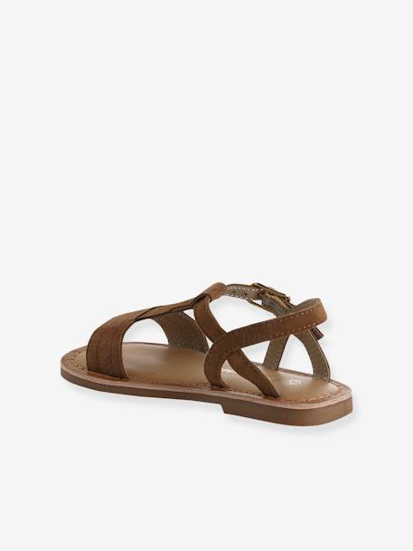 Sandales cuir fille collection maternelle JAUNE CLAIR METALLISE+marron+marron imprimé+turquoise 8 - vertbaudet enfant 