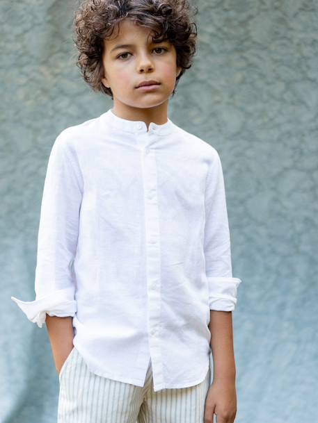 Chemise lin et coton - collection Fêtes et mariages écru 1 - vertbaudet enfant 