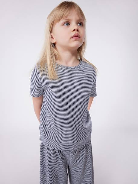 Pyjama enfant manches courtes jambes amples rayé marine 7 - vertbaudet enfant 