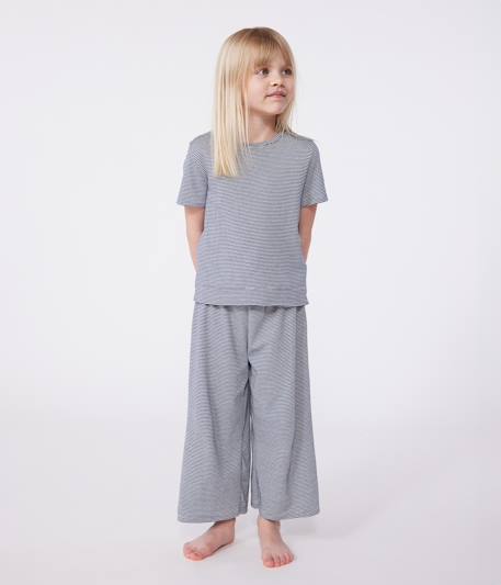 Pyjama enfant manches courtes jambes amples rayé marine 5 - vertbaudet enfant 