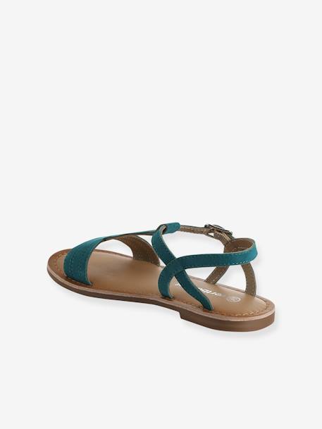 Sandales cuir fille Light gold+marron+marron imprimé+turquoise 22 - vertbaudet enfant 