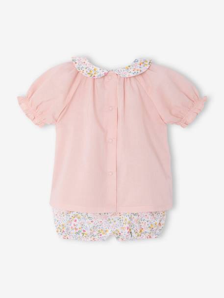 Ensemble short et T-shirt naissance fleuri rose 4 - vertbaudet enfant 