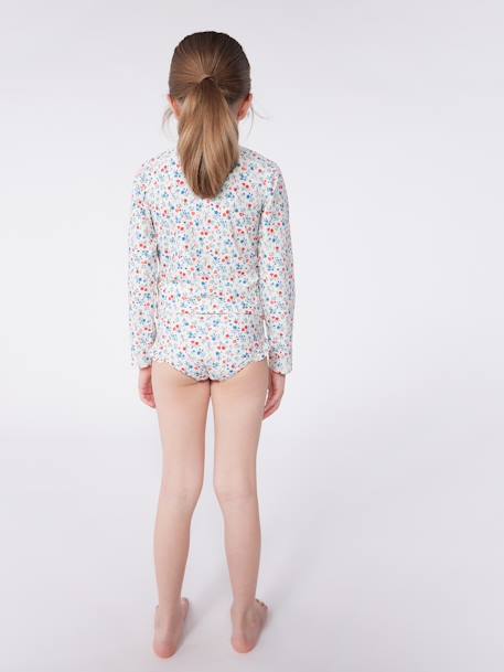 Tee-shirt de bain fleuri anti UV enfant manches longues blanc 5 - vertbaudet enfant 