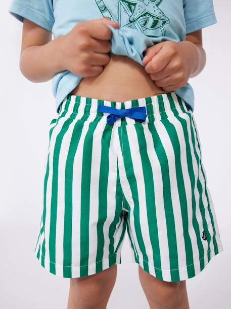 Short de bain enfant à rayures rayé vert 4 - vertbaudet enfant 