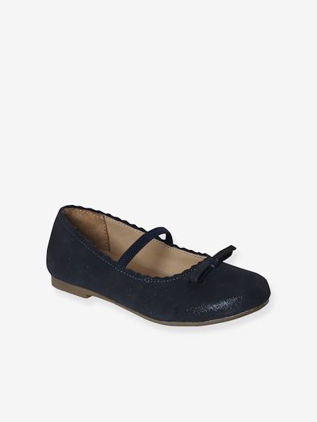 Ballerines cuir pailleté fille collection maternelle BEIGE VIF METALLISE+BLEU FONCE METALLISE 6 - vertbaudet enfant 