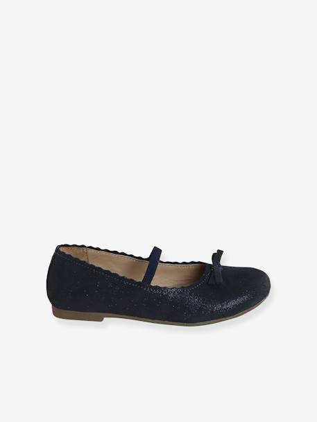 Ballerines cuir pailleté fille collection maternelle BEIGE VIF METALLISE+BLEU FONCE METALLISE 7 - vertbaudet enfant 