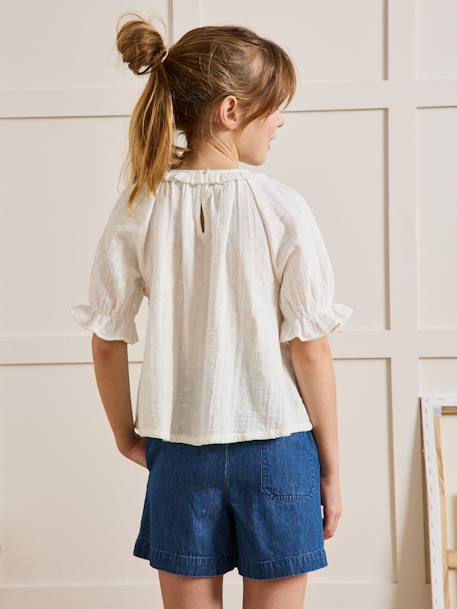 Blouse fille broderie anglaise en gaze de coton écru 3 - vertbaudet enfant 