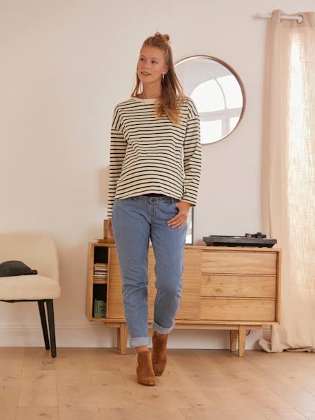 Jean de grossesse mom bandeau sans couture Denim brut+Denim stone+Gris 11 - vertbaudet enfant 