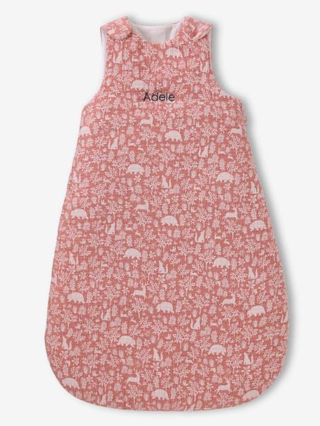 Gigoteuse en gaze de coton personnalisable DANS LES BOIS vert sauge+vieux rose 9 - vertbaudet enfant 