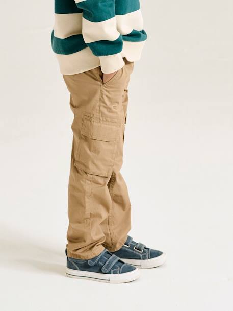 Pantalon droit cargo droit morphologique tour de hanches médium bleu nuit+sable 9 - vertbaudet enfant 