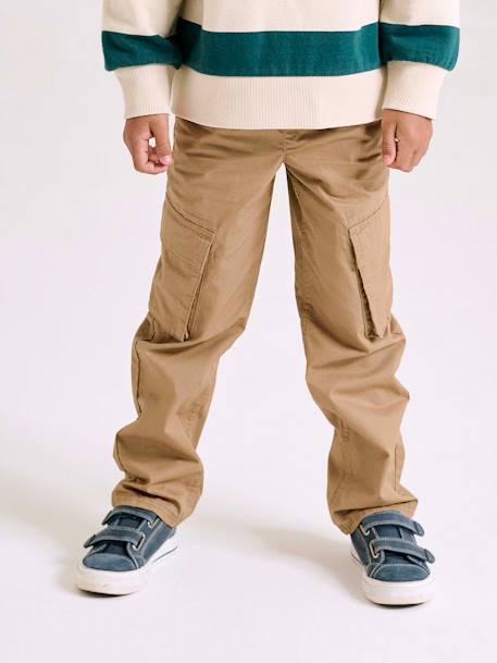 Pantalon droit cargo droit morphologique tour de hanches médium bleu nuit+sable 8 - vertbaudet enfant 