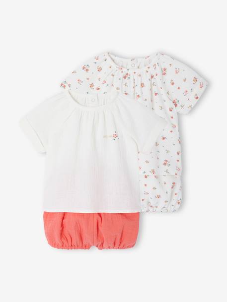 Lot de 2 pyjashorts bébé corail fluo 1 - vertbaudet enfant 