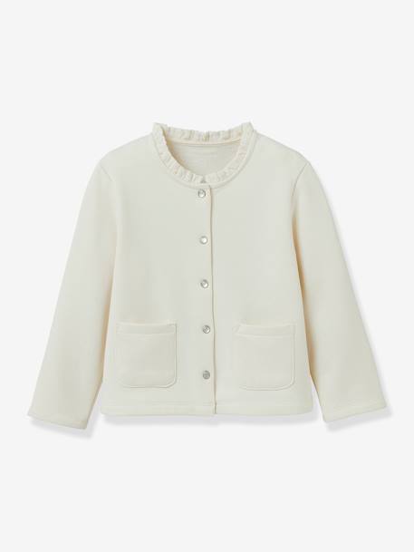 Gilet fille en molleton - coton bio - écru 1 - vertbaudet enfant 
