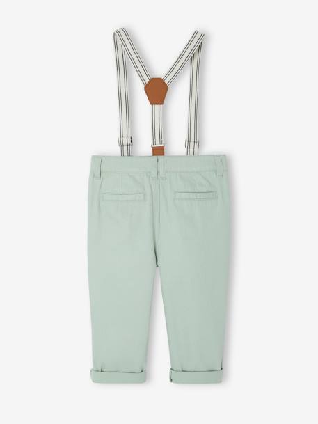 Pantalon bébé à bretelles amovibles vert sauge 4 - vertbaudet enfant 