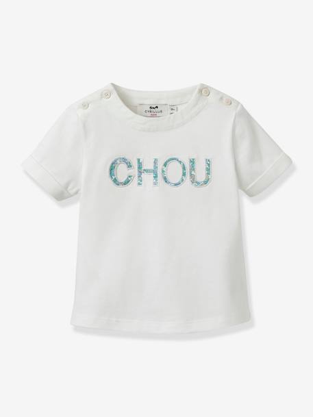 Tee-shirt bébé lettres en tissu Liberty - Coton biologique vert imprimé 1 - vertbaudet enfant 