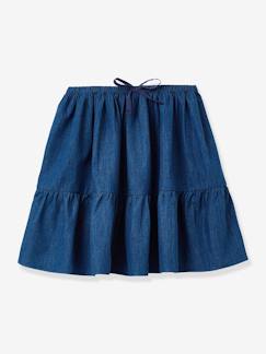 -Jupe volantée fille en denim light