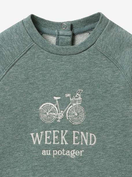 Sweat brodé bébé - coton bio - vert d'eau 3 - vertbaudet enfant 