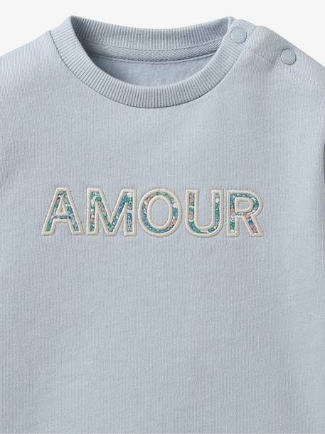 Sweat lettres en tissu Liberty bébé- Coton biologique bleu clair 3 - vertbaudet enfant 