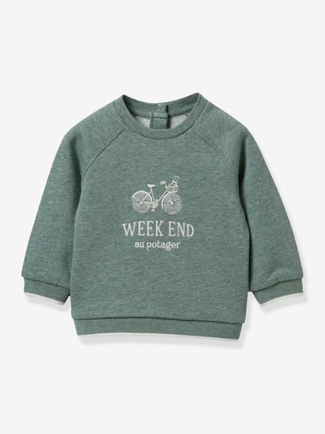 Sweat brodé bébé - coton bio - vert d'eau 1 - vertbaudet enfant 