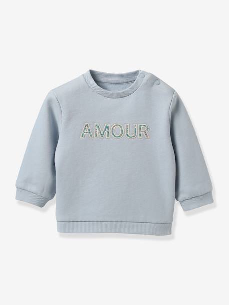 Sweat lettres en tissu Liberty bébé- Coton biologique bleu clair 1 - vertbaudet enfant 