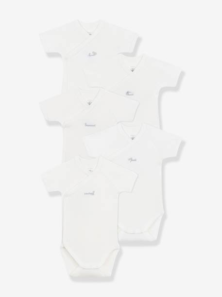 Lot de 5 bodies croisés manches courtes bébé blanc 1 - vertbaudet enfant 