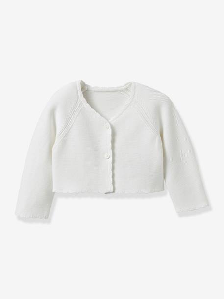 Cardigan court fille - coton biologique- collection fêtes et mariages écru 1 - vertbaudet enfant 