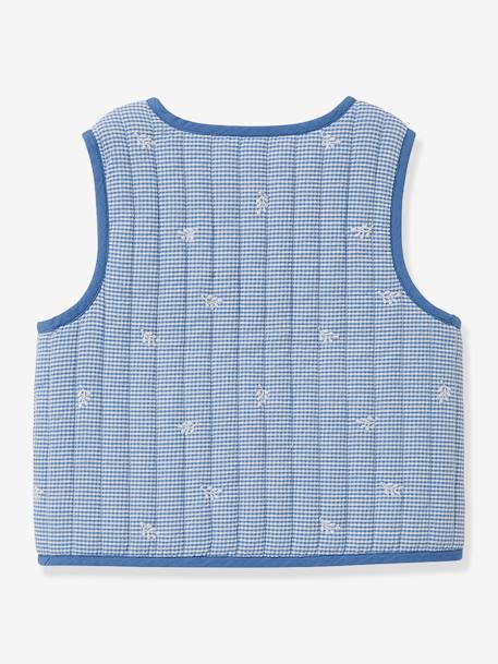 Veste matelassée sans manches fille vichy brodé carreaux bleu 2 - vertbaudet enfant 